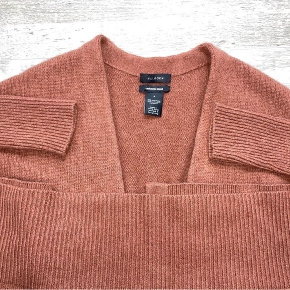 Halogen Wool Cashmere Long Duster Cardigan W/S Rust brown Pocket LN - Picture 6 of 16